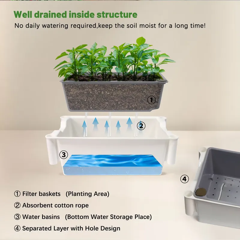 กล่องปลูกต้นไม้แบบเคลื่อนย้ายไ - Self-Watering Planter บทวิจารณ์และราคา