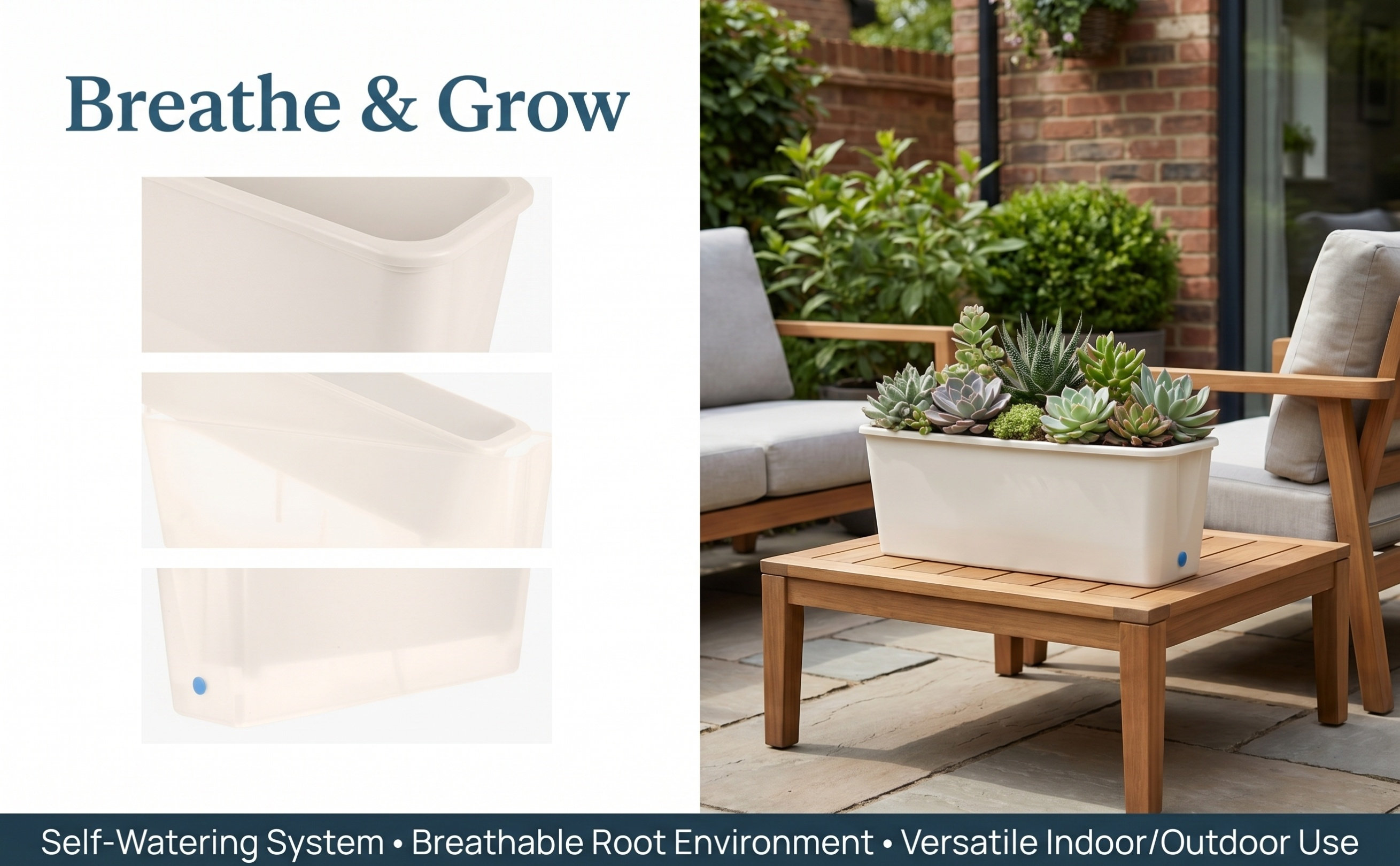กระถางปลูกทรงสี่เหลี่ยมผืนผ้า  - Self-Watering Planter บทวิจารณ์และราคา